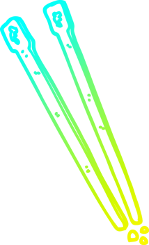 cold gradient line drawing of a cartoon wooden chopsticks png