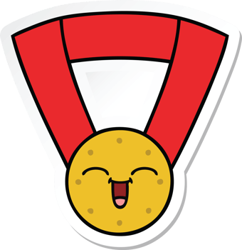 sticker of a cute cartoon gold medal png