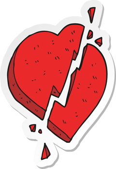sticker of a cartoon broken heart symbol png