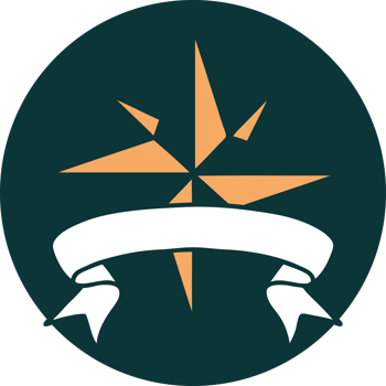 tattoo style icon with banner of a star png