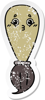 distressed sticker of a cute cartoon paint brush png