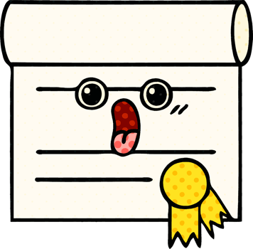 comic book style cartoon of a certificate png