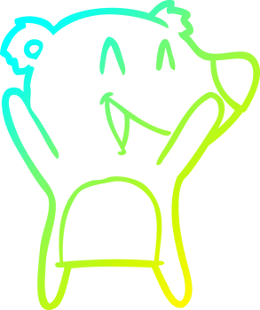 cold gradient line drawing of a laughing polar bear cartoon png