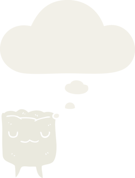 cartoon tooth with thought bubble in retro style png