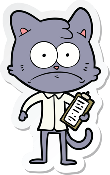 sticker of a cartoon cat with clipboard png