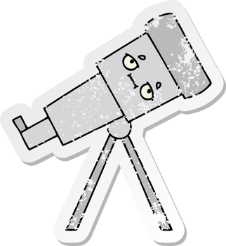 distressed sticker of a cute cartoon telescope png