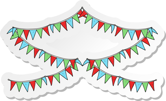 sticker of a cartoon bunting flags png