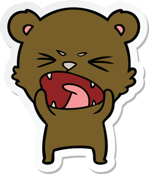 sticker of a angry cartoon bear png