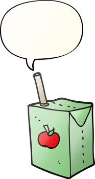 cartoon apple juice box with speech bubble in smooth gradient style png