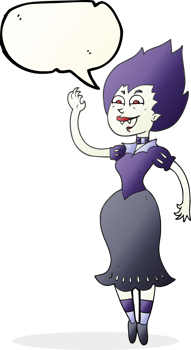 hand drawn speech bubble cartoon vampire girl png
