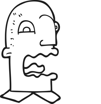 hand drawn black and white cartoon burping man png