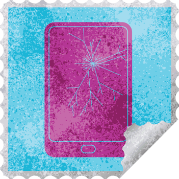 broken electronic tablet square peeling sticker png