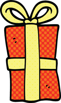 comic book style cartoon christmas present png