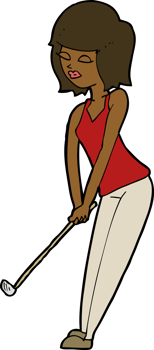 cartoon woman playing golf png