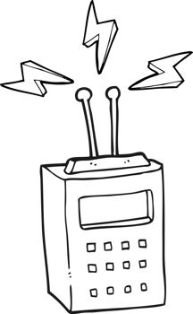 hand drawn black and white cartoon scientific device png