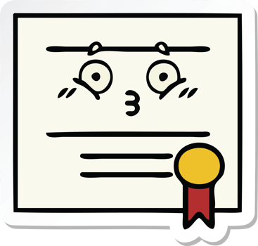 sticker of a cute cartoon graduation diploma png