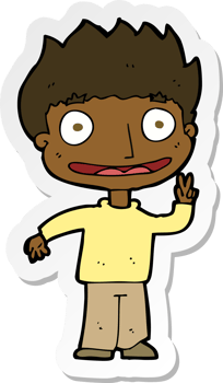 sticker of a cartoon happy boy png