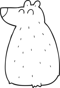 hand drawn black and white cartoon bear png