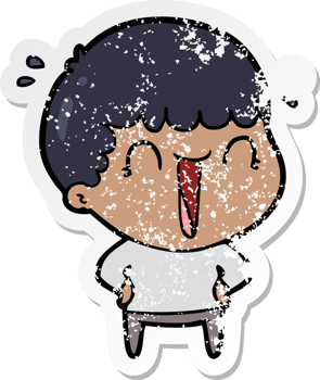 distressed sticker of a laughing cartoon man png