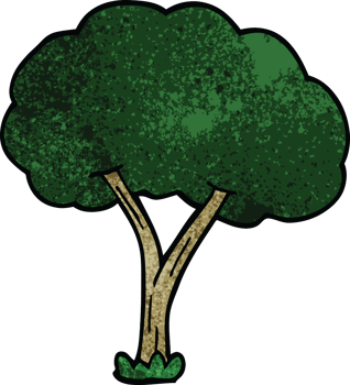cartoon doodle blooming tree png