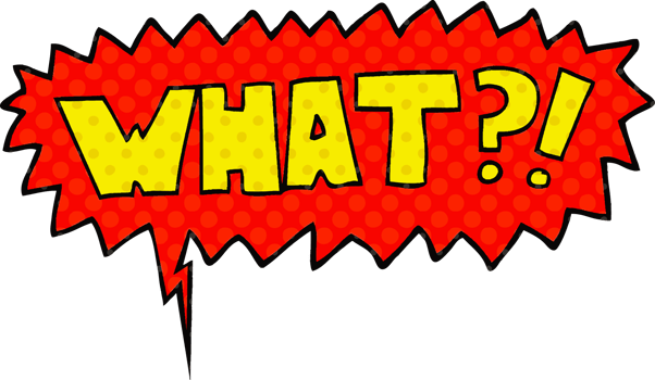 cartoon word What with speech bubble in comic book style png