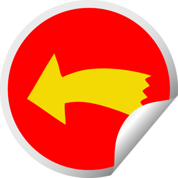 circular peeling sticker quirky cartoon arrow png