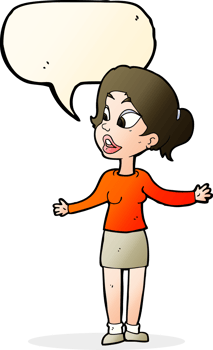 cartoon pretty woman explaining something with speech bubble png