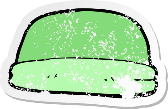 retro distressed sticker of a cartoon hat png