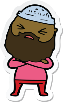 sticker of a cartoon man with beard png