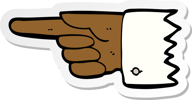 sticker of a cartoon pointing  hand symbol png
