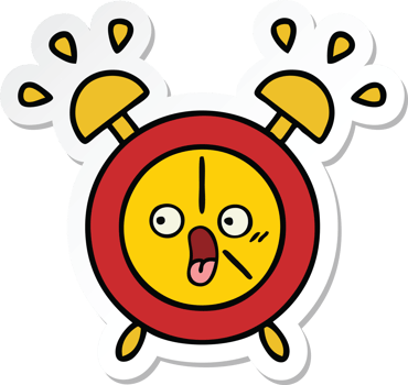 sticker of a cute cartoon alarm clock png