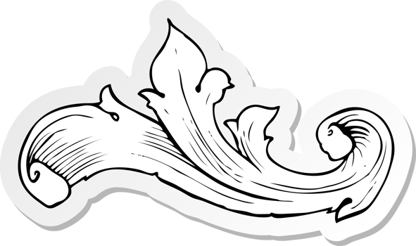 sticker of a traditional hand drawn floral swirl png