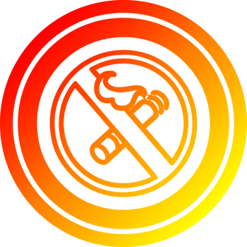 no smoking circular icon with warm gradient finish png