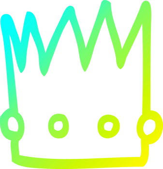 cold gradient line drawing of a cartoon crown png