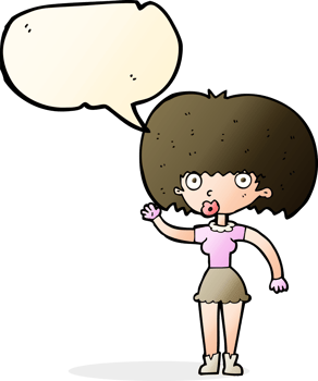 cartoon woman waving with speech bubble png