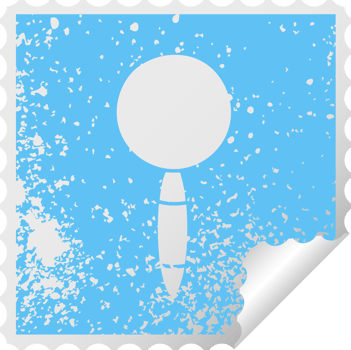 distressed square peeling sticker symbol of a magnifying glass png