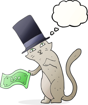 hand drawn thought bubble cartoon rich cat png