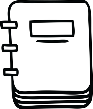 line drawing cartoon of a note book png