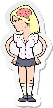 sticker of a cartoon intelligent woman png
