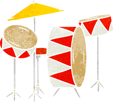 hand drawn retro cartoon doodle of a drum kit png