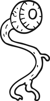 gross  hand drawn black and white cartoon eyeball png