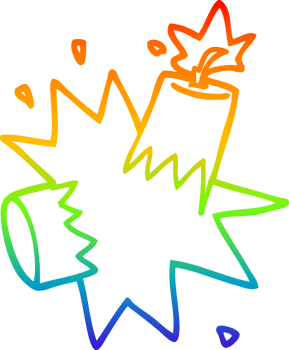 rainbow gradient line drawing of a cartoon dynamite png