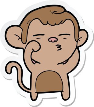 sticker of a cartoon suspicious monkey png