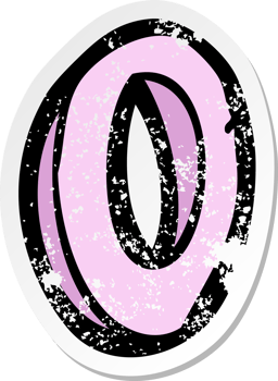 retro distressed sticker of a cartoon letter O drawing png