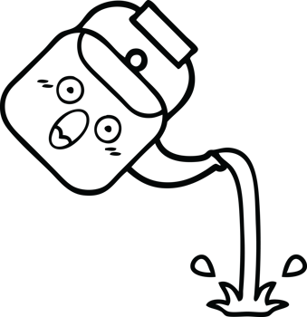 line drawing cartoon of a pouring kettle png
