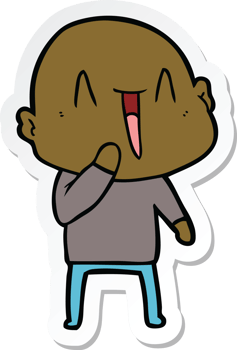 sticker of a happy cartoon bald man png