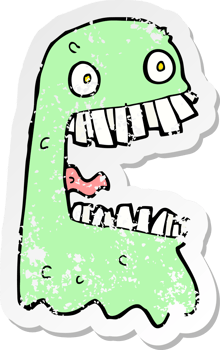 retro distressed sticker of a cartoon gross ghost drawing png