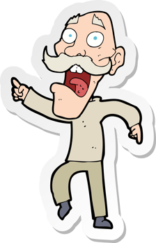 sticker of a cartoon frightened old man png