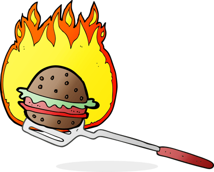 hand drawn cartoon cooking burger png