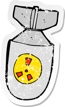 retro distressed sticker of a cartoon atom bomb png